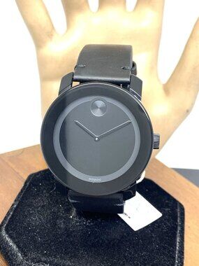 Movado Men's Watch 3600306 Bold Swiss Quartz Black Dial Leather Strap 42mm